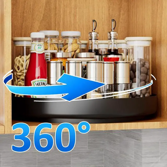 Alt view image 5 of 6 - Lazy Susan Turntable Organizer - 13 inch Rotating Spice Rack Metal Lazy Susan for Cabinet Pantry Kitchen Countertop Bathroom Refrigerator Table Storage, Black
