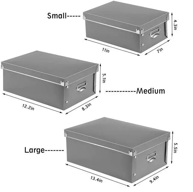 Alt view image 3 of 7 - Foldable Plastic Storage Boxes with Lids - Decorative Organizer for Clothes, Shoes, Office & Keepsakes | Multi-Size Nesting Design, Space-Saving Memory Box