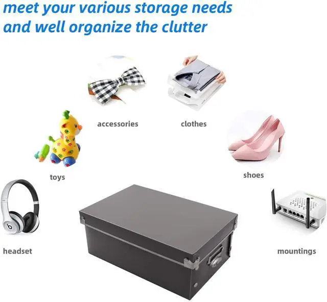 Alt view image 5 of 7 - Foldable Plastic Storage Boxes with Lids - Decorative Organizer for Clothes, Shoes, Office & Keepsakes | Multi-Size Nesting Design, Space-Saving Memory Box