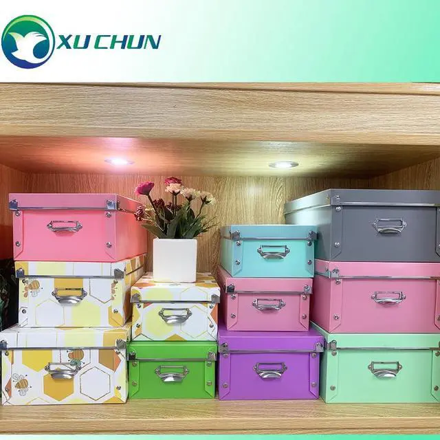 Alt view image 6 of 7 - Foldable Plastic Storage Boxes with Lids - Decorative Organizer for Clothes, Shoes, Office & Keepsakes | Multi-Size Nesting Design, Space-Saving Memory Box
