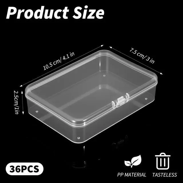 Alt view image 2 of 7 - 36 Pcs Clear Plastic Beads Storage Containers Box with Lids Multiple Sizes Storage Square Containers for Jewelry Beads Craft Supplies, 4.1 x 3 x 1in