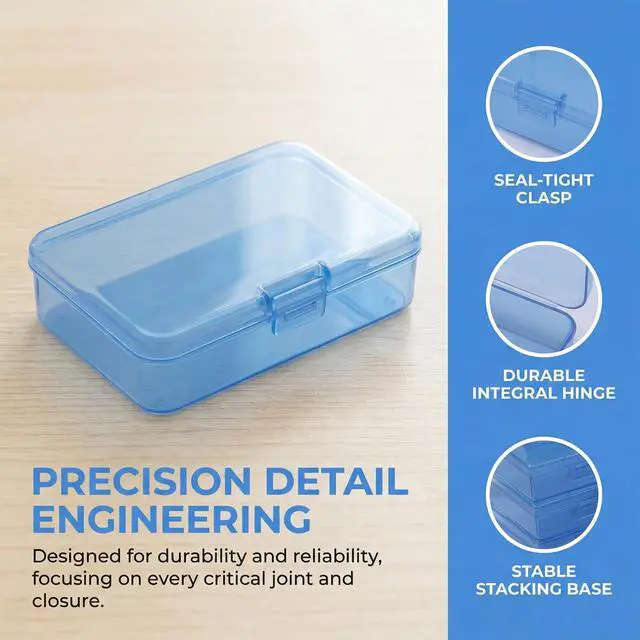 Alt view image 4 of 7 - Blue Organizer Boxes, 24 Pack Mixed Size Plastic Storage Containers with Hinged Lid & Label Stickers, Multi-Size Rectangular Clear Boxes for Beads, Jewelry, Crafts, Electronic - DIY