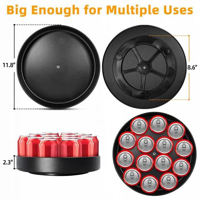 Alt view image 6 of 7 - Metal Lazy Susan Organizer, 12 Inch Anti-Rust Turntable for Cabinet, Kitchen, Dining Table, Bathroom Rotating Spice Rack, Spinner Storage, Round Carousel Organizer for Countertop Black