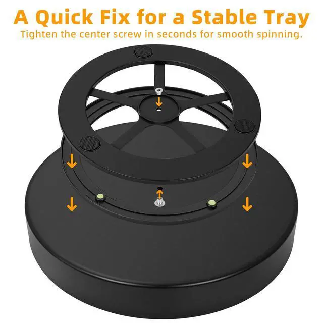 Alt view image 7 of 7 - Metal Lazy Susan Organizer, 12 Inch Anti-Rust Turntable for Cabinet, Kitchen, Dining Table, Bathroom Rotating Spice Rack, Spinner Storage, Round Carousel Organizer for Countertop Black
