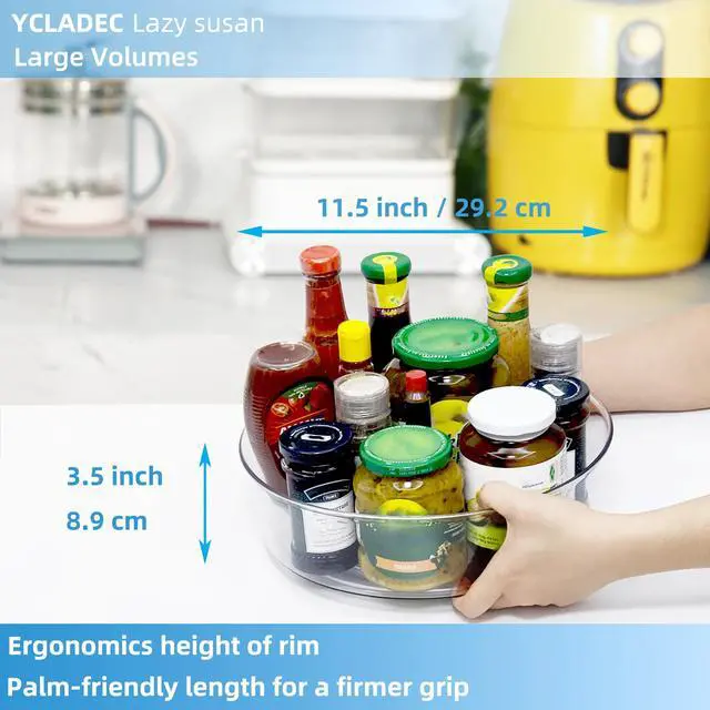 Alt view image 2 of 7 - 2 Pack Lazy Susan 11.5" Inch Turntable Organizer Organization Storage Container Bins Spice Rack Cabinet Rotating Condiment for Pantry Countertop Kitchen Vanity Bathroom Jewelry Holder Clear
