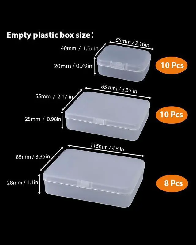 Alt view image 3 of 7 - 28-Piece Plastic Storage Containers with Lids (3 Assorted Sizes), Rectangular Organizer Box Set Frosted White Storage Boxes for Office Desk & Personal Items, Matte Privacy Finish, White
