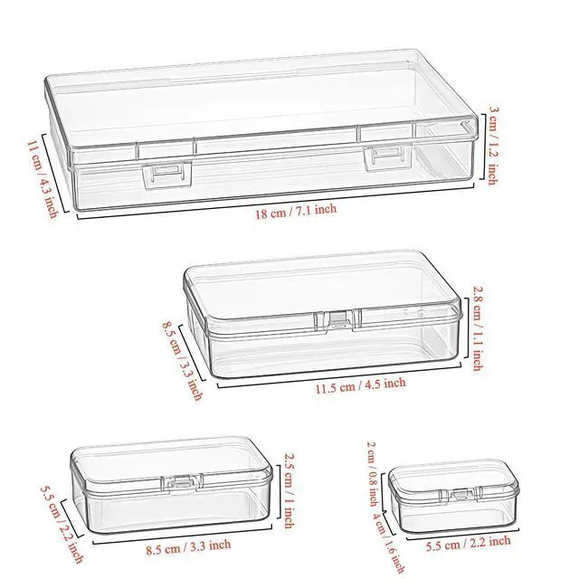 Alt view image 2 of 7 - 24 Pieces Mixed Sizes Rectangular Empty Mini Clear Plastic Organizer Box