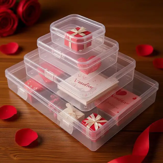 Alt view image 3 of 7 - 24 Pieces Mixed Sizes Rectangular Empty Mini Clear Plastic Organizer Box