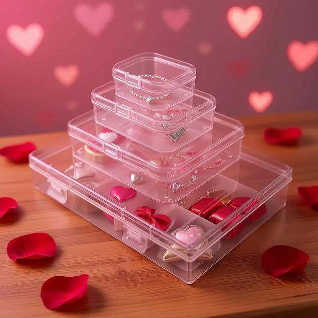 Alt view image 6 of 7 - 24 Pieces Mixed Sizes Rectangular Empty Mini Clear Plastic Organizer Box
