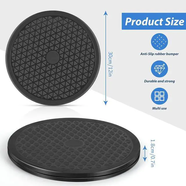 Alt view image 2 of 7 - Lazy Susan 12 inch with Steel Ball Bearings Large Lazy Susan Turntable Rotating Swivel Stand for Flat Panel Monitors, TV's, Potted Plants, Stereo Speakers, Black