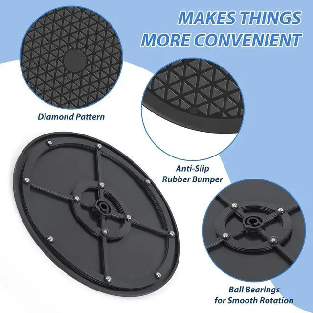 Alt view image 3 of 7 - Lazy Susan 12 inch with Steel Ball Bearings Large Lazy Susan Turntable Rotating Swivel Stand for Flat Panel Monitors, TV's, Potted Plants, Stereo Speakers, Black