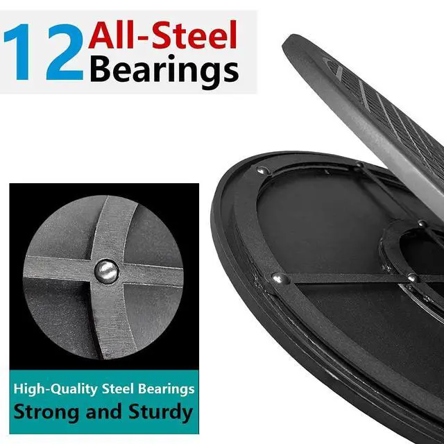 Alt view image 4 of 6 - Lazy Susan Turntable Organizer - 12 Inch Heavy Duty Rotating Swivel Stand with Steel Ball Bearings for Spice Cabinets, Flat Panel Monitor, TV, Painting, Display, Potted Plants (Black)