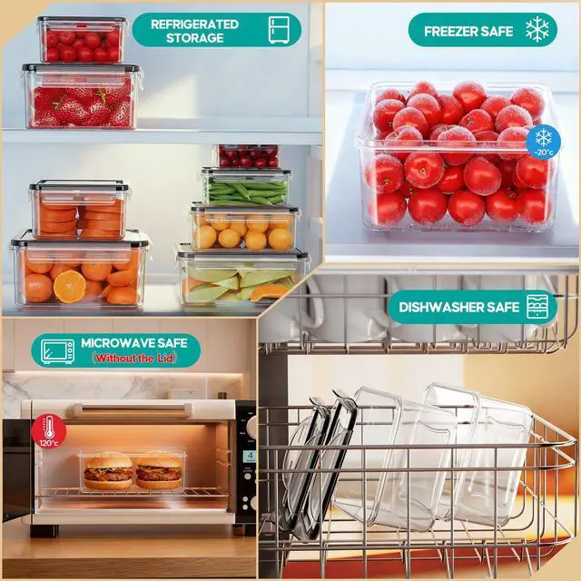 Alt view image 6 of 7 - 40 PCS Food Storage Containers with Lids Airtight (20 Containers & 20 Lids) - Plastic Food Containers for Kitchen Storage Reusable BPA-Free Leakproof Meal Prep Container with Labels & Pen
