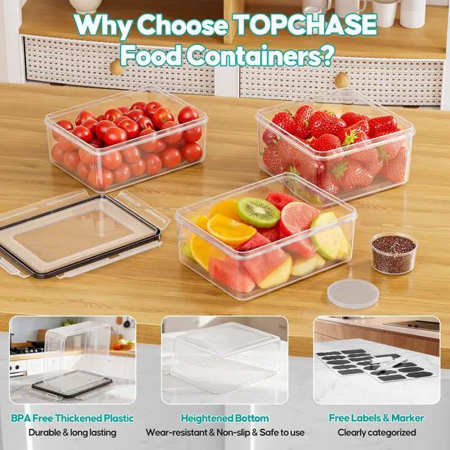 Alt view image 3 of 7 - 40 PCS Food Storage Containers with Lids Airtight (20 Containers & 20 Lids) - Plastic Food Containers for Kitchen Storage Reusable BPA-Free Leakproof Meal Prep Container with Labels & Pen