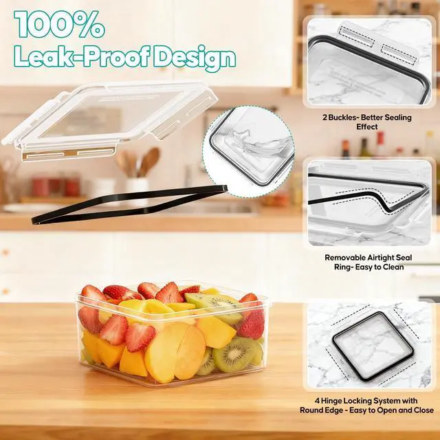 Alt view image 4 of 7 - 40 PCS Food Storage Containers with Lids Airtight (20 Containers & 20 Lids) - Plastic Food Containers for Kitchen Storage Reusable BPA-Free Leakproof Meal Prep Container with Labels & Pen