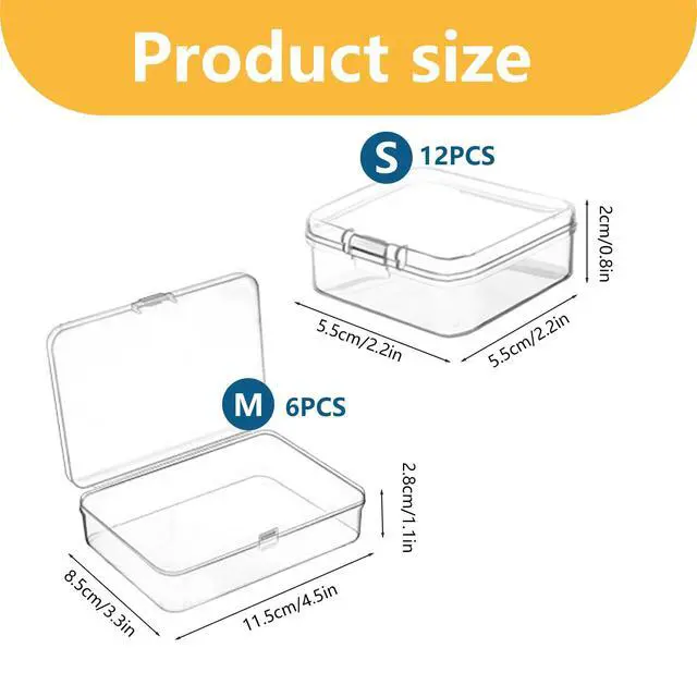 Alt view image 2 of 6 - 48/18 Pieces Clear Plastic Storage Containers with Lids, Durable Airtight Multi-Size Organization Boxes for Beads, Jewelry, Crafts & Office Supplies (Transparent Color 18 Pack)