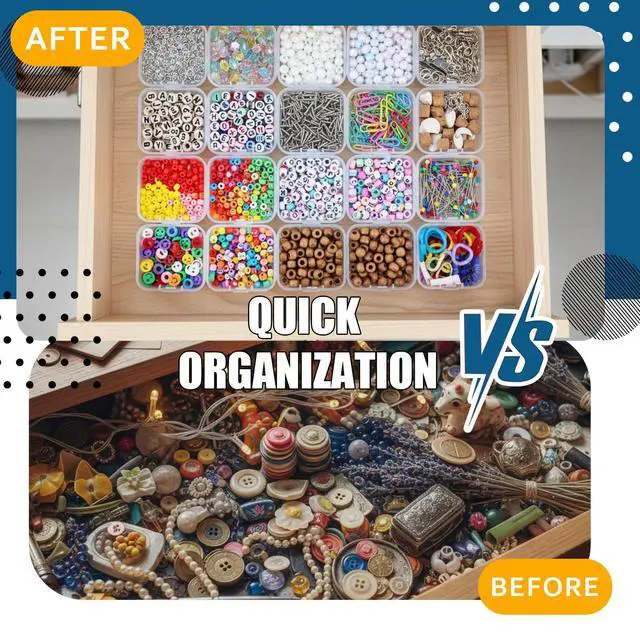Alt view image 5 of 6 - 48/18 Pieces Clear Plastic Storage Containers with Lids, Durable Airtight Multi-Size Organization Boxes for Beads, Jewelry, Crafts & Office Supplies (Transparent Color 18 Pack)