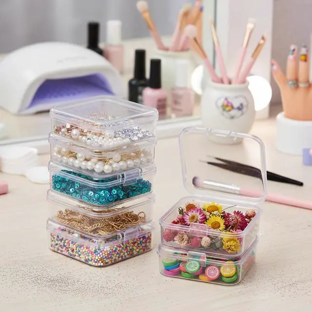 Alt view image 6 of 6 - 48/18 Pieces Clear Plastic Storage Containers with Lids, Durable Airtight Multi-Size Organization Boxes for Beads, Jewelry, Crafts & Office Supplies (Transparent Color 18 Pack)