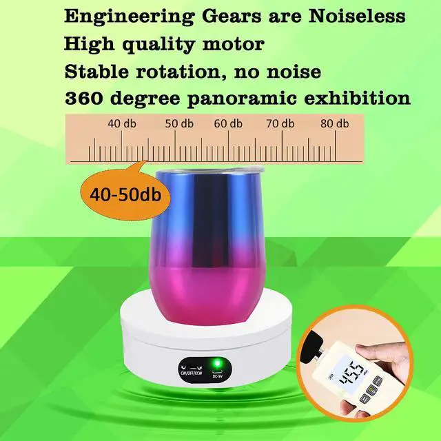 Alt view image 3 of 7 - Turner Cup Rotating Display Stand for Epoxy Glitter Tumbler, 360 Degree Automatic Mute Rotating Turntable for Photography Products Tumbler Making Supplies Spinner 4.72*1.77in Motorized Rotation