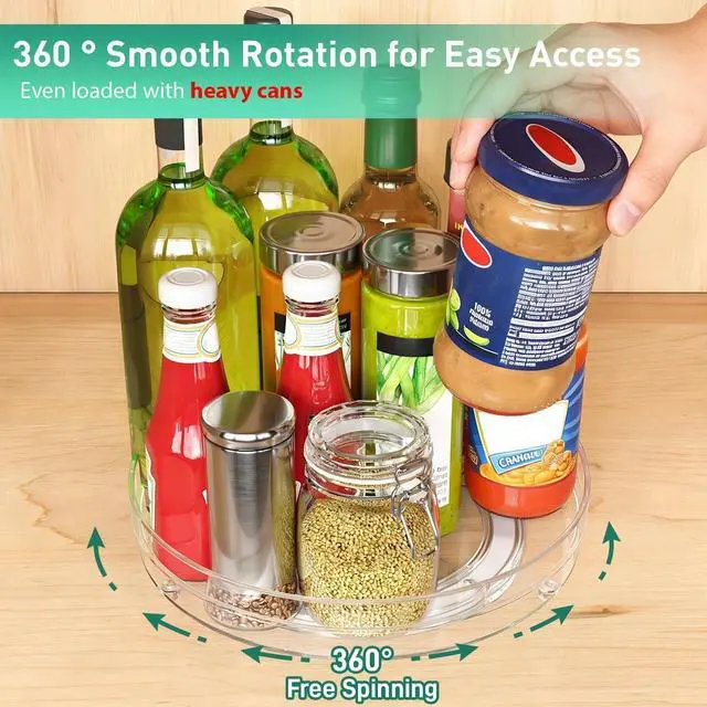 Alt view image 2 of 7 - 2 Pack 9.5" Lazy Susan Organizer, Lazy Susan Turntable for Cabinet, Spice Organization for Cabinet, Refrigerator, Pantry, Closet, Countertop, Non-Skid Turntable Organizer, Clear