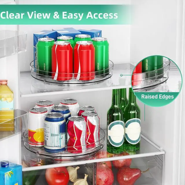 Alt view image 5 of 7 - 2 Pack 9.5" Lazy Susan Organizer, Lazy Susan Turntable for Cabinet, Spice Organization for Cabinet, Refrigerator, Pantry, Closet, Countertop, Non-Skid Turntable Organizer, Clear
