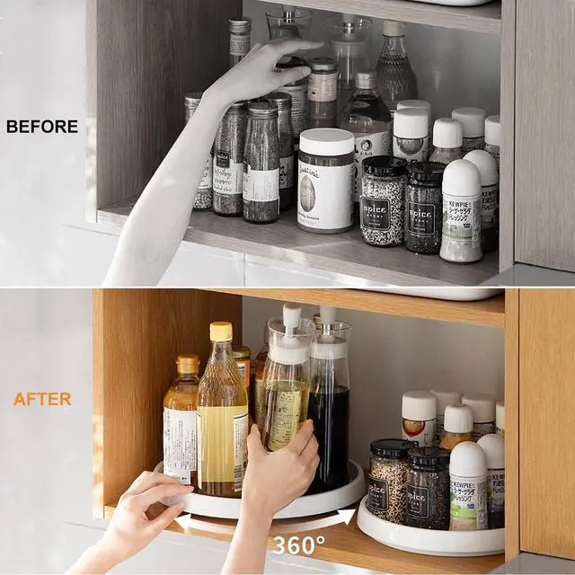 Alt view image 4 of 7 - Lazy Susan Turntable Organizer, 10 Inch 360° Rotating Tray for Kitchen Cabinet, Pantry, Countertop, Fridge - Non-Skid Spice Rack Storage for Bathroom, Vanity, Makeup