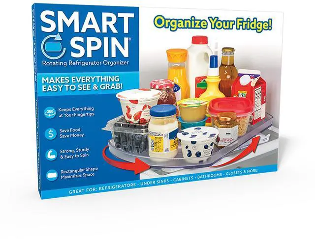 Main image of Smart Spin Rotating Refrigerator Organizer - Use This Lazy Susan as a Rotating Spice Rack, Condiment Organizer, Cabinet Organizer or for Kitchen, Panty or Fridge Organization and Storage, Clear