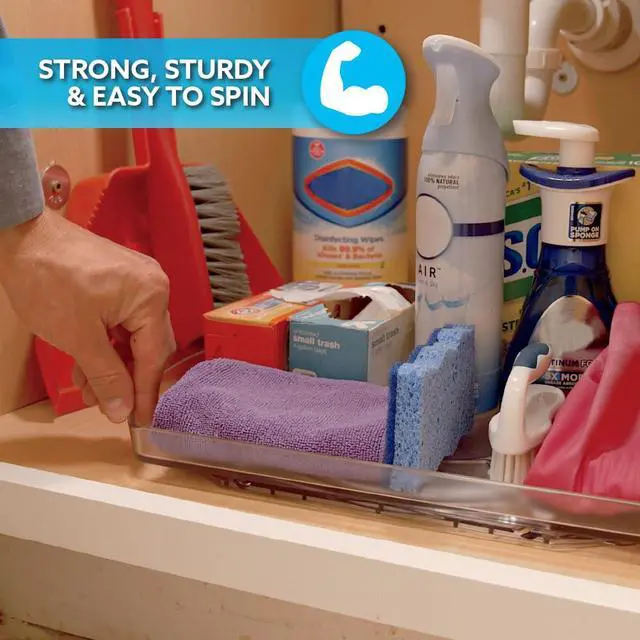 Alt view image 6 of 7 - Smart Spin Rotating Refrigerator Organizer - Use This Lazy Susan as a Rotating Spice Rack, Condiment Organizer, Cabinet Organizer or for Kitchen, Panty or Fridge Organization and Storage, Clear