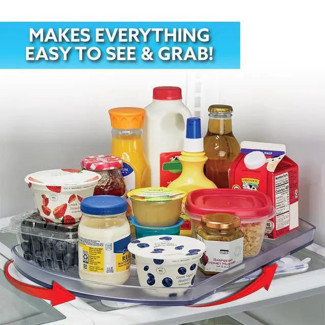 Alt view image 3 of 7 - Smart Spin Rotating Refrigerator Organizer - Use This Lazy Susan as a Rotating Spice Rack, Condiment Organizer, Cabinet Organizer or for Kitchen, Panty or Fridge Organization and Storage, Clear