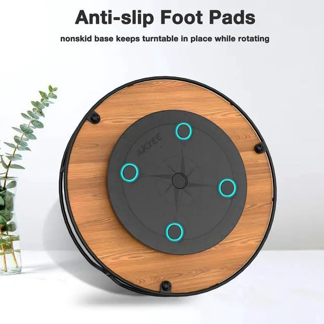 Alt view image 5 of 7 - Lazy Susan Turntable Organizer for Cabinet Pantry Kitchen Countertop Refrigerator Cupboard, Pine Wood, 9", Carbonized Black