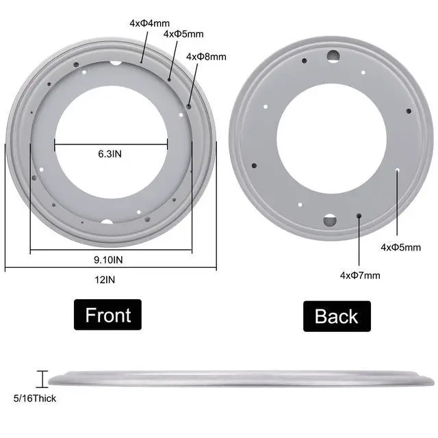 Alt view image 2 of 7 - 12Inch Round Lazy Susan Turntable Bearing Plate, Rotating Swivel Base with 1000lbs Load Capacity, Turntable Base for Serving Tray, Kitchen