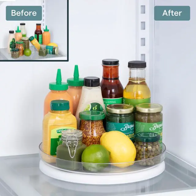 Alt view image 6 of 7 - FridgeView Fridge Turntable, Lazy Susan Organizer for Refrigerator Storage, 11 , White
