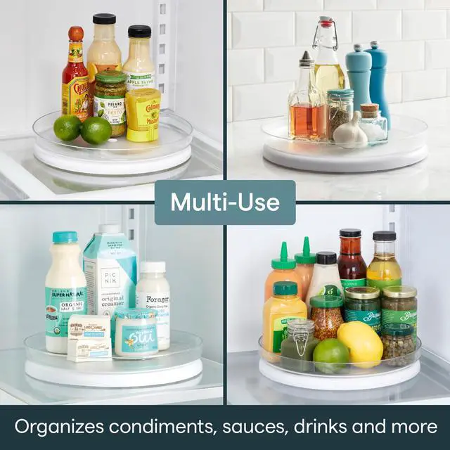 Alt view image 7 of 7 - FridgeView Fridge Turntable, Lazy Susan Organizer for Refrigerator Storage, 11 , White