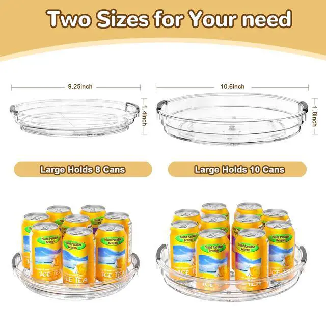 Alt view image 2 of 7 - Lazy Susan 2 Pack, 9 Inch Clear Turntable for Kitchen Cabinet, Rotating Spice Rack, Pantry Organizer and Storage, Bathroom Countertop Organizing for Makeup Vanity