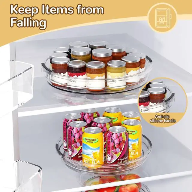 Alt view image 6 of 7 - Lazy Susan 2 Pack, 9 Inch Clear Turntable for Kitchen Cabinet, Rotating Spice Rack, Pantry Organizer and Storage, Bathroom Countertop Organizing for Makeup Vanity