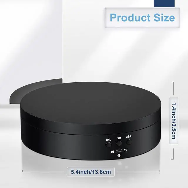 Alt view image 2 of 6 - Rotating Display Stand 360 Degree Motorized Rotating Turntable Display Stand with USB Power Cable for Photography Products and Shows, Black (PVC)