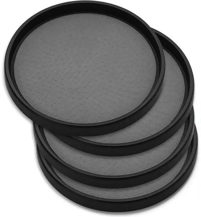 Main image of 10 Inch Lazy Susan (Set of 4) - Non-Skid Turntable for Cabinet to Maximize Storage and Simplify Accessibility in Kitchen, Bathroom, and Pantry Spaces (Black)