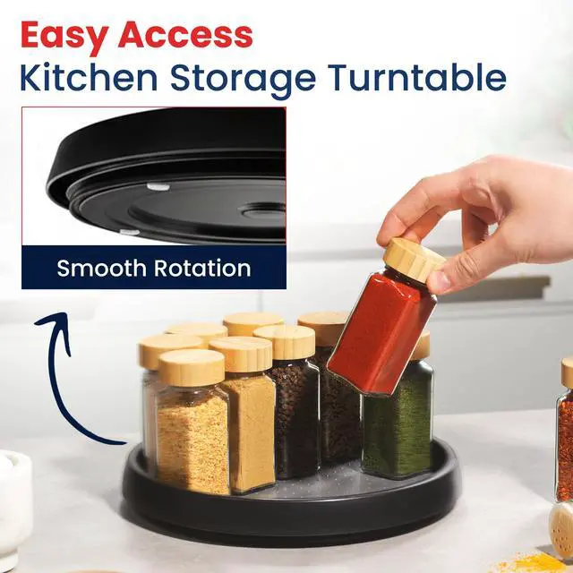 Alt view image 4 of 7 - 10 Inch Lazy Susan (Set of 4) - Non-Skid Turntable for Cabinet to Maximize Storage and Simplify Accessibility in Kitchen, Bathroom, and Pantry Spaces (Black)