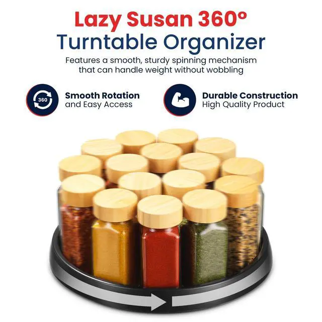 Alt view image 2 of 7 - 10 Inch Lazy Susan (Set of 4) - Non-Skid Turntable for Cabinet to Maximize Storage and Simplify Accessibility in Kitchen, Bathroom, and Pantry Spaces (Black)
