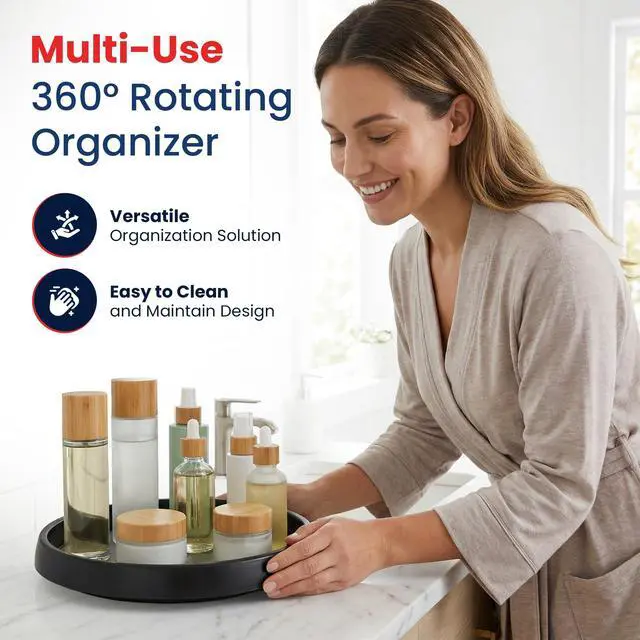 Alt view image 6 of 7 - 10 Inch Lazy Susan (Set of 4) - Non-Skid Turntable for Cabinet to Maximize Storage and Simplify Accessibility in Kitchen, Bathroom, and Pantry Spaces (Black)