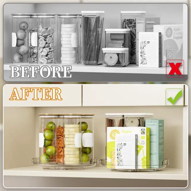 Alt view image 6 of 7 - 4 Pack Rotating Small Lazy Susan Turntable Organizer for Cabinet,9.5 Inch Clear Acrylic Spice Rack,Turn Table Organizers for Refrigerator,Kitchen,Pantry and Vanity Makeup,Bathroom Countertop Organizer