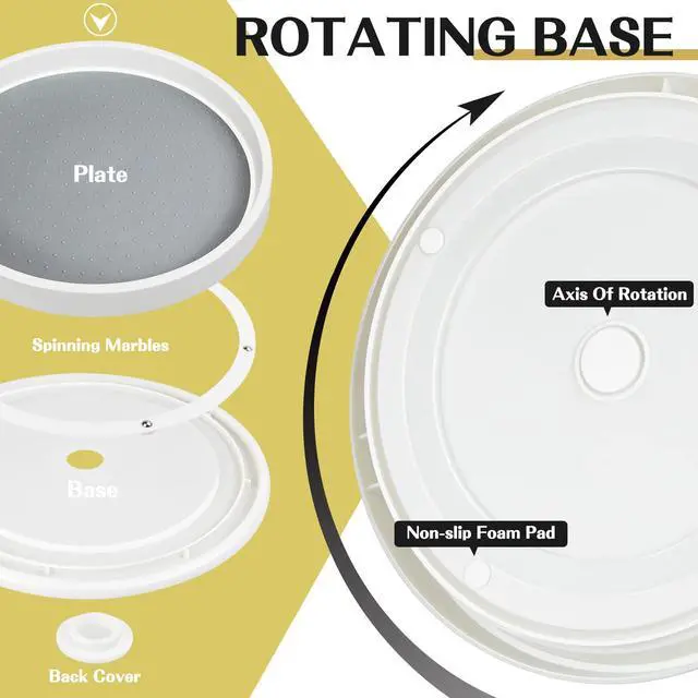 Alt view image 4 of 6 - Non Skid Lazy Susan Turntable,Single Round Rotating Kitchen Spice Organizer for cabinets,Pantry, Bathroom, Refrigerator (10Inch)