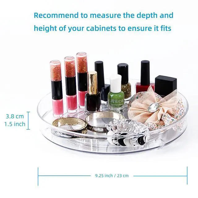 Alt view image 7 of 7 - 2 Pack Lazy Susan 9.25" Inch Turntable Organizer Pantry Organization and Storage Container Bins Spice Rack Cabinet Rotating Condiment for Pantry Kitchen Vanity Bathroom Jewelry Holder Clear