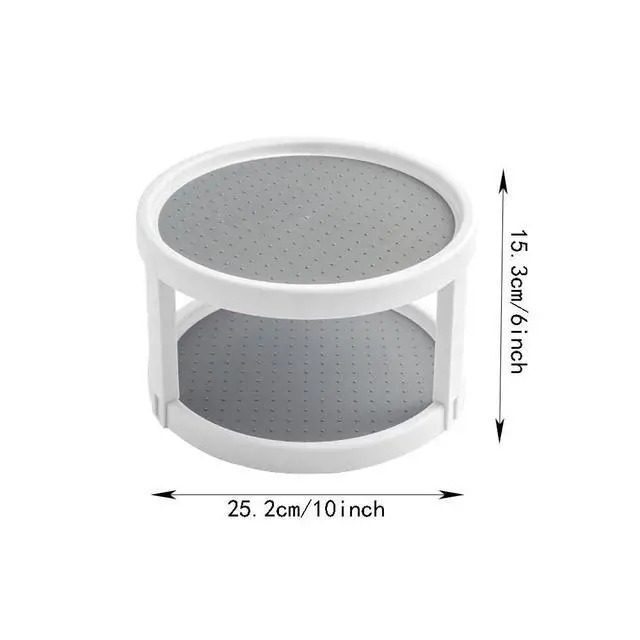 Alt view image 4 of 7 - 2 Tier Non Skid Spice Rack Turntable, 10 Inch Spinning Organizer, Non Skid Lazy Susan Turntable, 360° Rotating Seasoning Organizer for Kitchen, Pantry Cabinet, Refrigerator, Bathroom, Gray & White