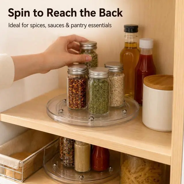 Alt view image 4 of 7 - 6 Pack 6 inch Small Lazy Susan, Lazy Susan Turntable Organizer, 360 Degree Round Rotating Tray for Spice Rack, Bathroom Vanity, Kitchen Cabinet and Countertop Storage