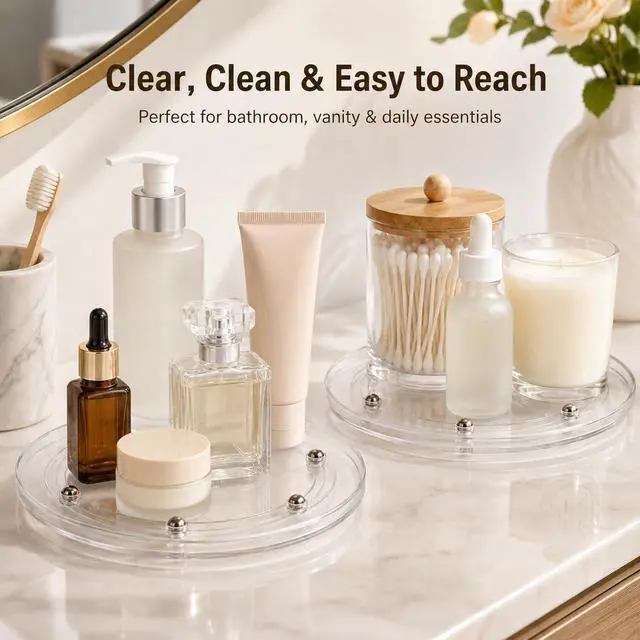 Alt view image 5 of 7 - 6 Pack 6 inch Small Lazy Susan, Lazy Susan Turntable Organizer, 360 Degree Round Rotating Tray for Spice Rack, Bathroom Vanity, Kitchen Cabinet and Countertop Storage