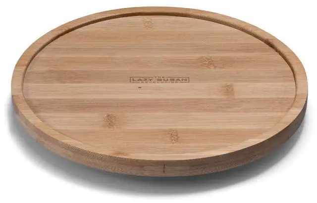 Main image of 9.75" Bamboo Turntable w/Rim Rotating Bamboo Organizer Tray for Kitchen, Spices, Table, or Bathroom, Non-Slip, 360° Turnable