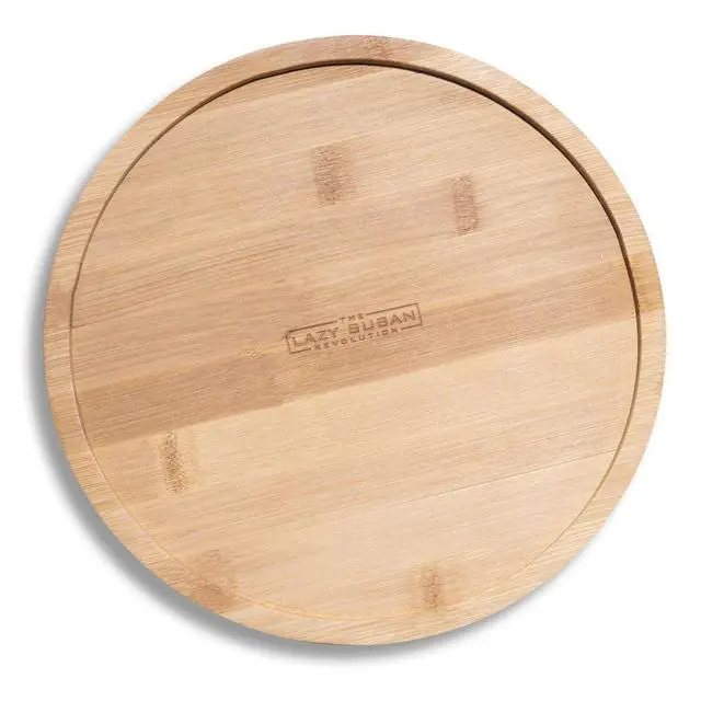 Alt view image 3 of 3 - 9.75" Bamboo Turntable w/Rim Rotating Bamboo Organizer Tray for Kitchen, Spices, Table, or Bathroom, Non-Slip, 360° Turnable