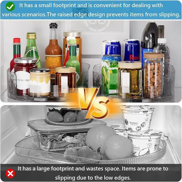 Alt view image 2 of 6 - 360° Rotating Lazy Susan for Refrigerator, 13.5''x8.5'' Clear Lazy Susan Turntable for Refrigerator Organizers and Storage, Kitchen, Table Top, Cabinet, Pantry, Countertop
