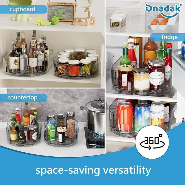 Alt view image 3 of 6 - 360° Rotating Lazy Susan for Refrigerator, 13.5''x8.5'' Clear Lazy Susan Turntable for Refrigerator Organizers and Storage, Kitchen, Table Top, Cabinet, Pantry, Countertop